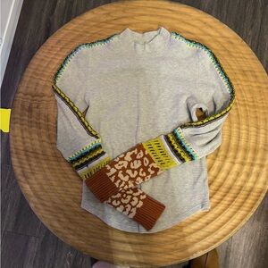 Free people waffle top with mixed media cuffs